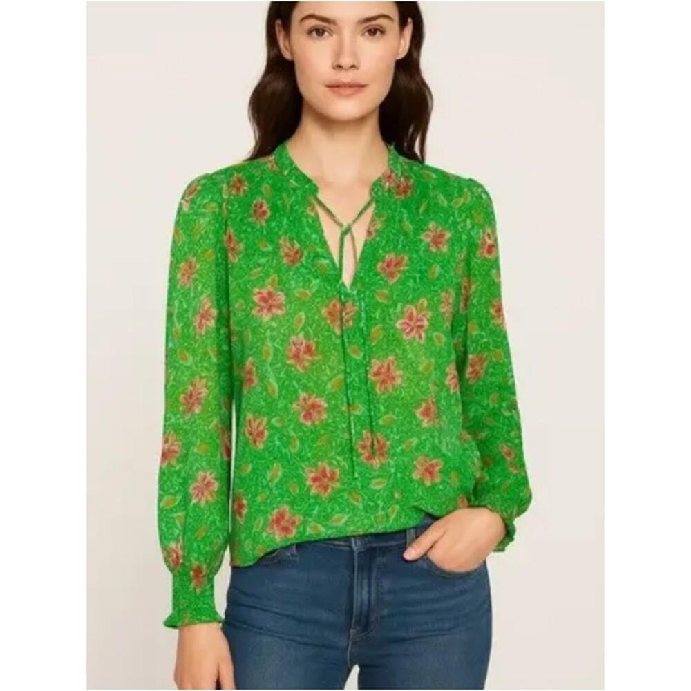 JOIE Women’s Green Pink Floral Blouse